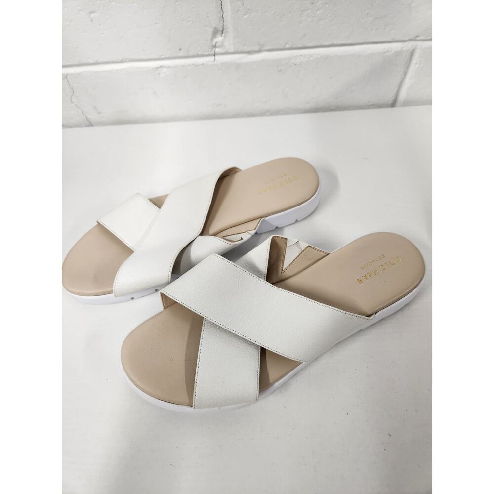Cole Haan Women's Grand OS Zerogrand Criss Cross Slide Sandals In White, Size 9B